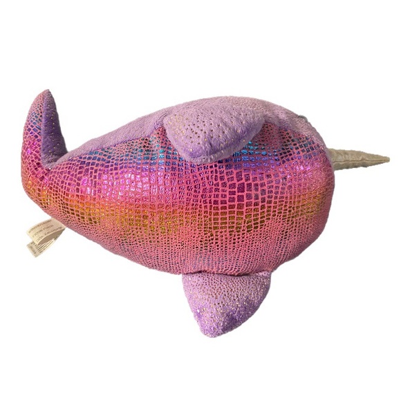 Aurora World Purple Pink Glitter Sparkly Narwhal Plush 10" Destination Nation - Picture 5 of 6